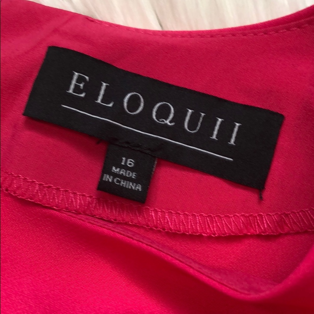 NWT Eloquii Cross Front Hot Pink Shift Dress - Picture 3 of 11